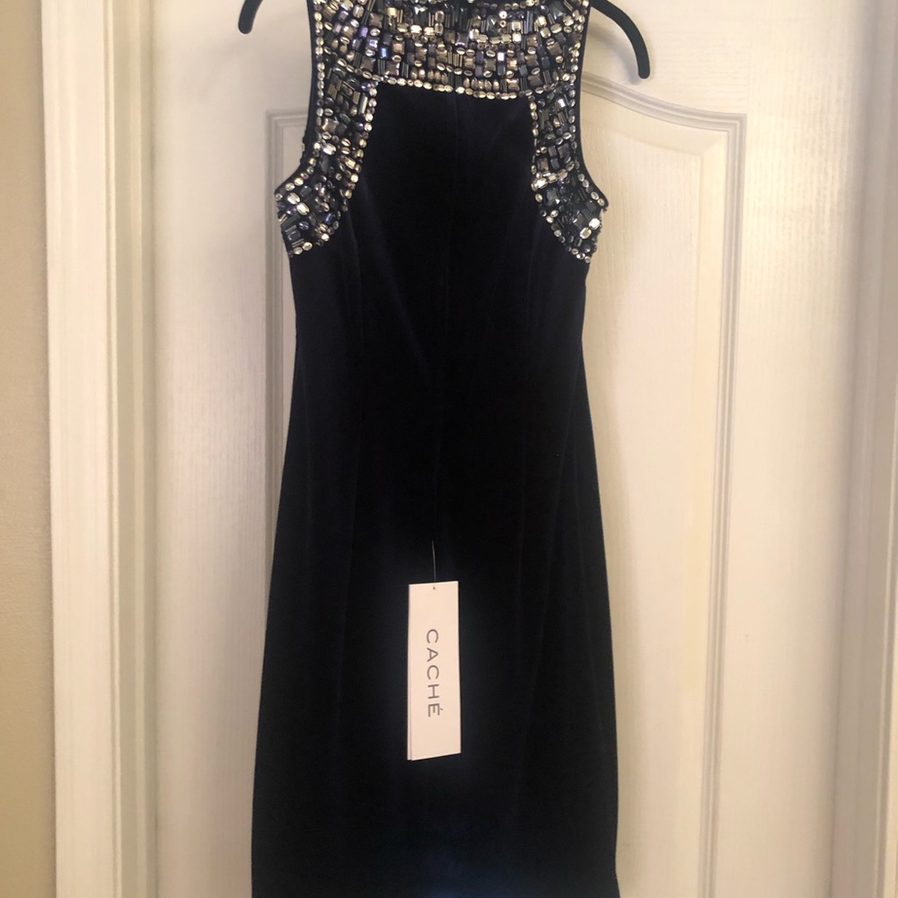 Navy Blue Velvet Cache Dress NWT